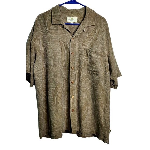 Island Shores 100% Silk Men's brown Tropical Button down. Size XL - Picture 1 of 10